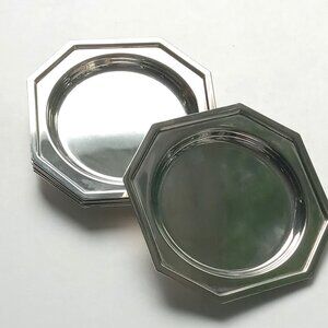 Silver Plate 6 Coasters Set Silverplate Nut Dishes Octagonal Elegance Art Deco
